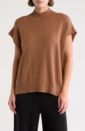 Max Studio Mock Neck Sweater in Vicuna-Vicuna at Nordstrom Rack, Size X-Small