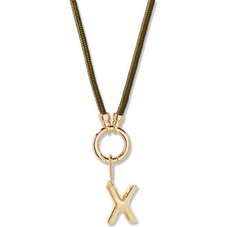 Brook & York Kai Initial Charm Necklace in Gold/Olive X at Nordstrom