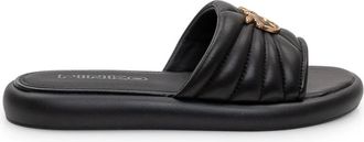Pinko Love Birds Quilted Sandalen - Dames - Sandalen - Zwart - 39 EU - Leer - Schoenen