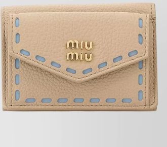 Miu Miu leather wallet envelope flap contrast stitching