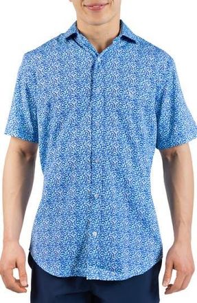 Tailorbyrd Swirling Floral Print Performance Short Sleeve Button-Up Shirt in Spearmint at Nordstrom Rack, Size Xx-Large