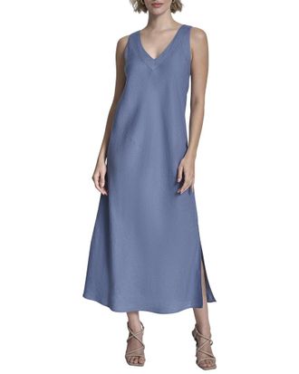 DKNY V-Neck Panel Linen Dress