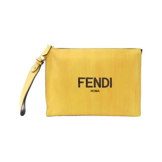 Fendi Black Yellow Leather Clutch Bag (Pre-Owned)