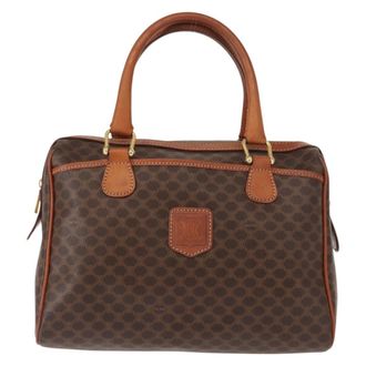 Celine Vintage Macadam Canvas And Leather Brown Canvas Handbag (Pre-Owned)