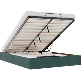 vidaXL Estructura De Cama Otomana Sin Colch&oacute;n Verde Oscuro 140x200 Cm Vidaxl