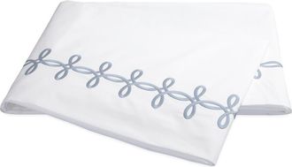 Matouk Gordian Knot 500 Thread Count Cotton Percale Flat Sheet in Wedgwood at Nordstrom, Size King