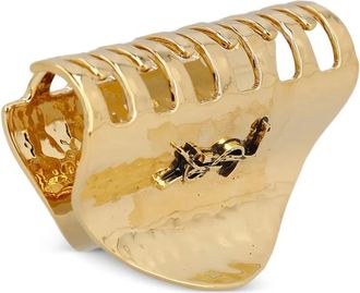 Saint Laurent cassandre logo hammered metal hair clip - women - Metal - One Size - Gold
