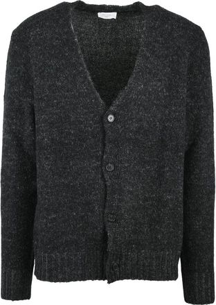 Become Button-Front Cardigan in Dark Textured Knit