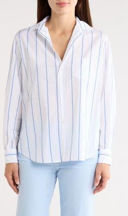 Frank & Eileen Relaxed Fit Cotton Button-Up Shirt in Wide White Blue Stripe at Nordstrom Rack, Size Xx-Small