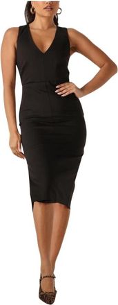 Access Fashion Zwarte Midi Jurk - Dames - Casual kleedjes - Zwart - M - Polyester - Kleedjes