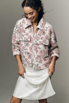 Anthropologie By Anthropologie Knit Floral Utility Jacket