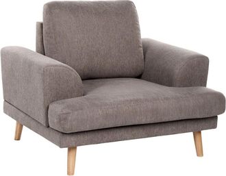 Beliani Armchair Brown Fabric Soft with Flared Armrests Decor Living Room KILDAL