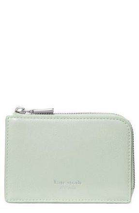 Kate Spade New York mini glazed leather zip card case in Mint Frosting at Nordstrom Rack