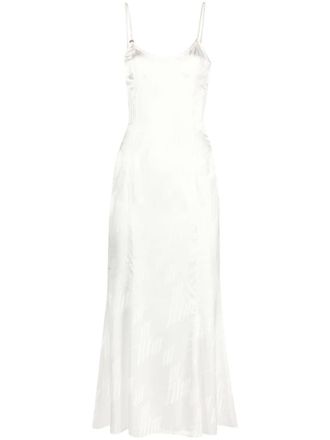 The Attico logo-jacquard satin midi dress - White
