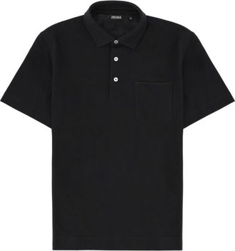 Ermenegildo Zegna Black Shirt Collar Polo