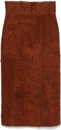 Alexander McQueen Suède midi-rok - Bruin