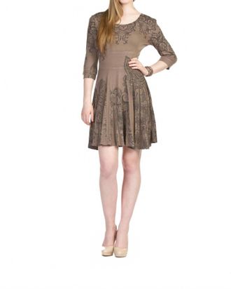 Papillon Sublimation Skirt Paisley Print Dress In Mocha