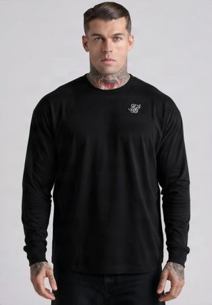 Siksilk Mens Black Essentials LS Regular Fit T-Shirt XXL