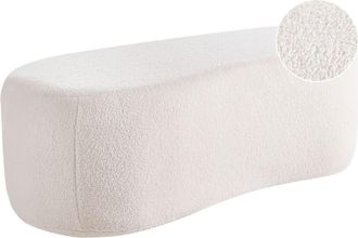 Beliani Puf boucl&eacute; blanco crema
