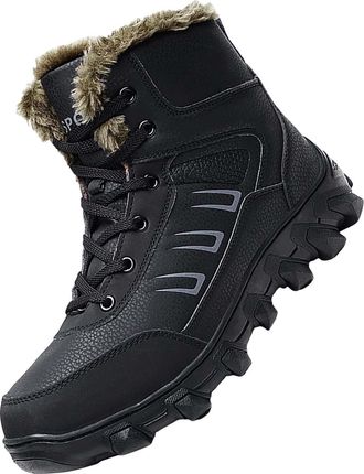 Generic Mens Winter Boots, Anti-Slip Outdoor Camping Shoe Lightweight Fur Lined Boot For Cold Weather Fashion Casual Snow Ankle Shoe Padded Warm Slip On Athle