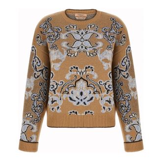 Twinset Trui met ronde hals - Dames - Ronde hals truien - Bruin - XS - Wol - Truien & Vesten