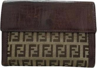 Fendi Pre-owned Zucca Leder Bifold Portemonnee - Dames - Vintage Accessoires - Bruin - ONE Size - Leer - Vintage
