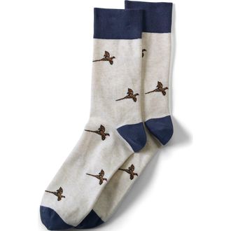 Lands End Novelty Crew Socks in Pheasants/ivory at Nordstrom