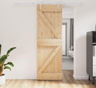 vidaXL Puerta Corredera Con Herrajes Madera Maciza De Pino 70x210 Cm Vidaxl