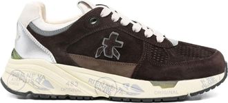 Premiata Brown Mased Leather Mesh Detail Sneakers