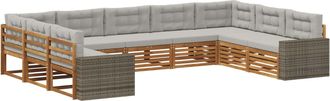 vidaXL Conjunto De Sof&aacute;s De Exterior 9 Uds. Natural Y Gris Claro Vidaxl