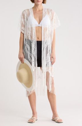 Vince Camuto Lace Shawl & Hat Set in White at Nordstrom Rack