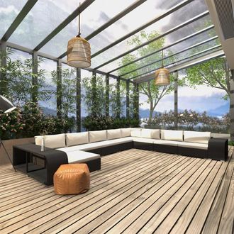 vidaXL Set Muebles De Jard&iacute;n 11 Piezas Con Cojines Rat&aacute;n Sint&eacute;tico Negro Vidaxl