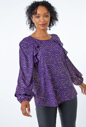 Roman Metallic Spot Frill Top