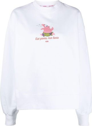 GCDS graphic-print cotton sweatshirt - women - Cotton - S - White