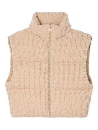 Sandro cable-knit quilted gilet - women - Fabric - 42 - Neutrals