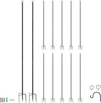Harbour Housewares Outdoor Iron Festoon Poles - 0.6-2.5M - Black - Pack of 12 | Size: 12 Pack