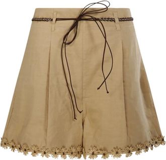 Zimmermann Korte Broeken, Dames, Bruin, M, Katoen, Mahon Flower Trim Shorts