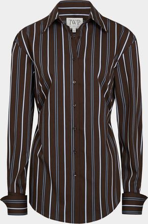 TWP The Night We Met Striped Cotton-Blend Shirt