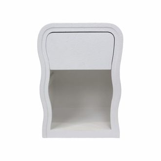 Mobili Rebecca Mesita de noche con 1 caj&oacute;n, en mdf color blanco 55x40x30