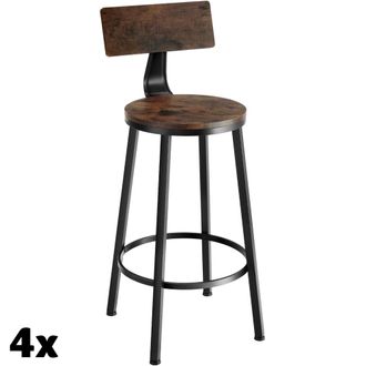 TecTake Juego de 4 taburetes altos estilo industrial, madera oscura
