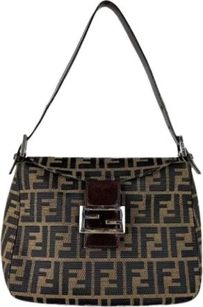 Fendi Pre-owned Canvas Shoulder Bag - Dames - Vintage Schoudertas - Bruin - ONE Size - Nylon - Vintage