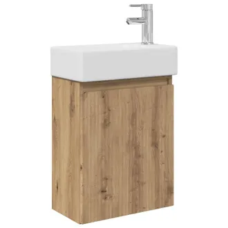 vidaXL M&oacute;dulo De Ba&ntilde;o Con Grifer&iacute;a Roble Artisan 45,5 X 22,5 X 84 Cm Vidaxl