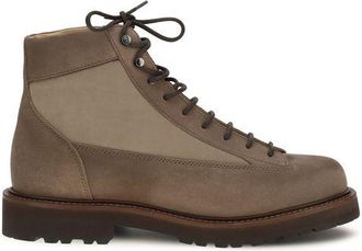 Brunello Cucinelli Brown Calf Leather Bos Taurus Lace-Up Mens Boots