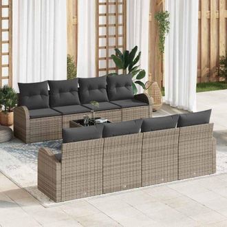 vidaXL Conjunto De Sof&aacute; De Jard&iacute;n Gris 55 X 55 X 37 Cm Rat&aacute;n Sint&eacute;tico Vidaxl