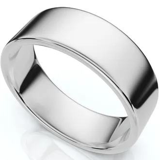 Pompeii3 7mm Flat High Polished Wedding Band 950 Platinum Size Selectable