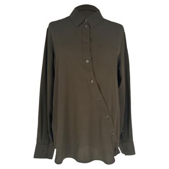 Altuzarra Asymmetric Button-Down Blouse in Brown Acetate
