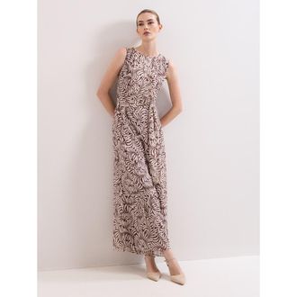 Phase Eight Janine Leaf Sleeveless Jumpsuit in Latte at Nordstrom, Size 10