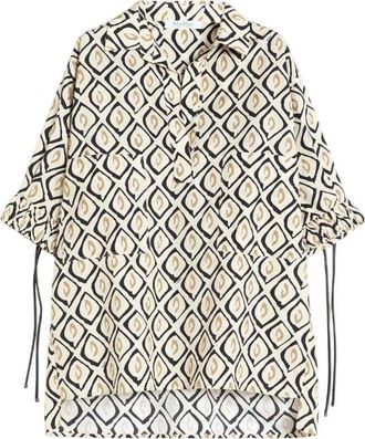 Max Mara &Uuml;bergro&szlig;es, bedrucktes Popeline-Hemd Beige