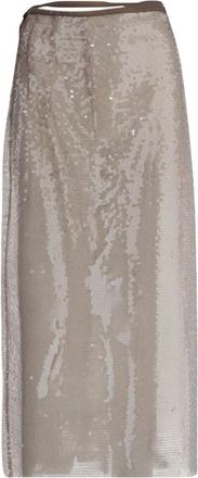 Niccol&ograve; Pasqualetti Midi Skirts, female, Beige, Size: M Nylon Skirt with Sequins