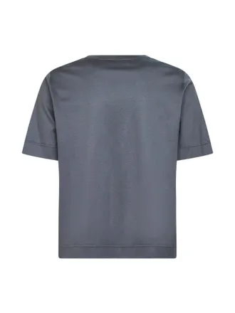 Blanca Vita V-Neck Cotton T-Shirt - Gray